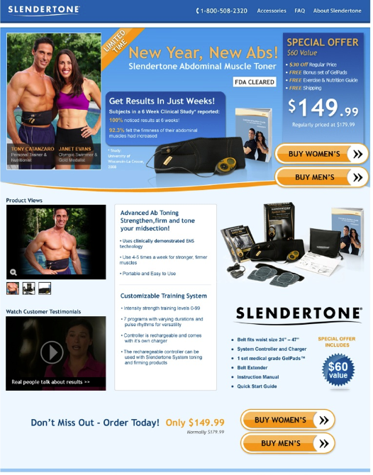 slendertone landing page